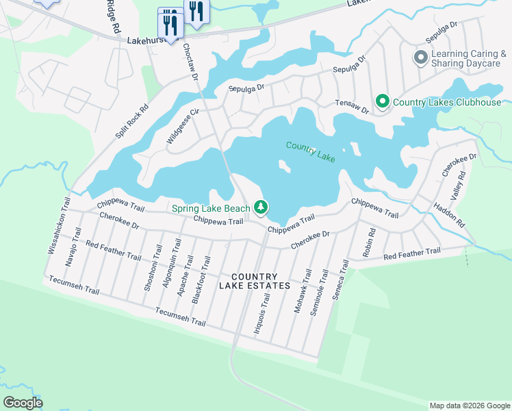 map of restaurants, bars, coffee shops, grocery stores, and more near 8 Spring Terrace in Browns Mills
