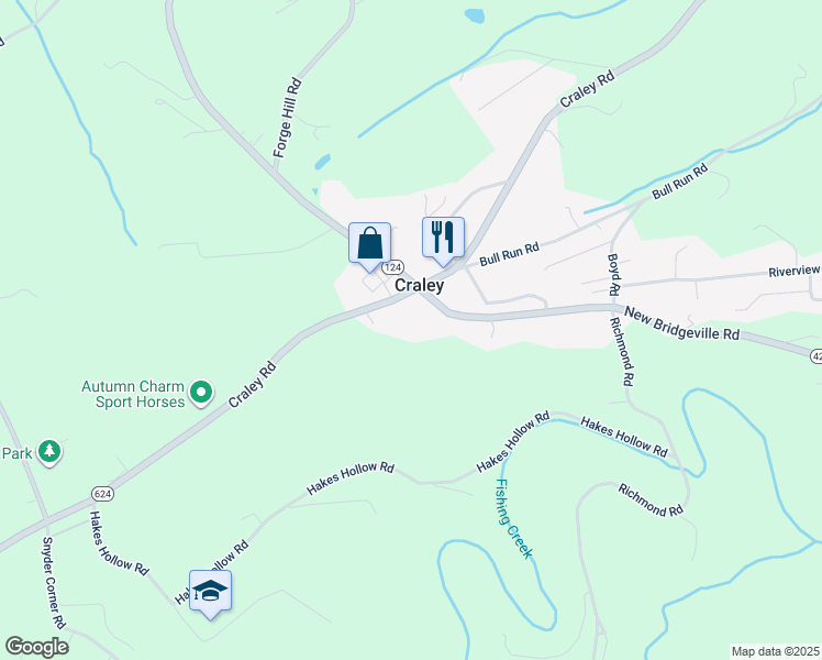 map of restaurants, bars, coffee shops, grocery stores, and more near 2590 Craley Road in Wrightsville
