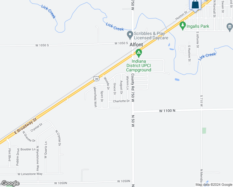 map of restaurants, bars, coffee shops, grocery stores, and more near 10864 Grace Drive in Ingalls