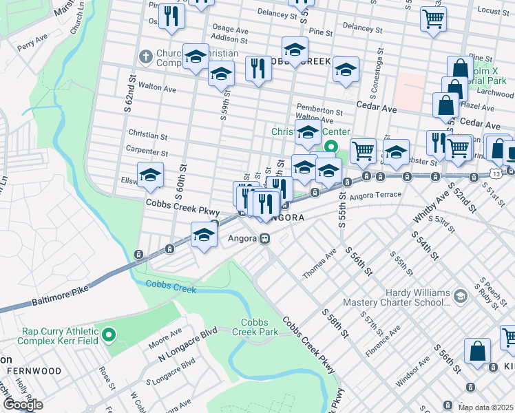 map of restaurants, bars, coffee shops, grocery stores, and more near in Philadelphia