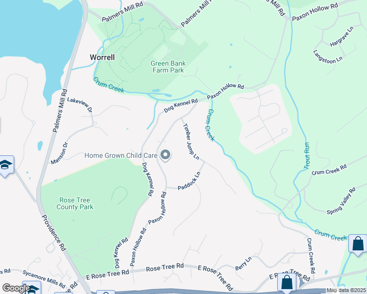 map of restaurants, bars, coffee shops, grocery stores, and more near 311 Timber Jump Lane in Media