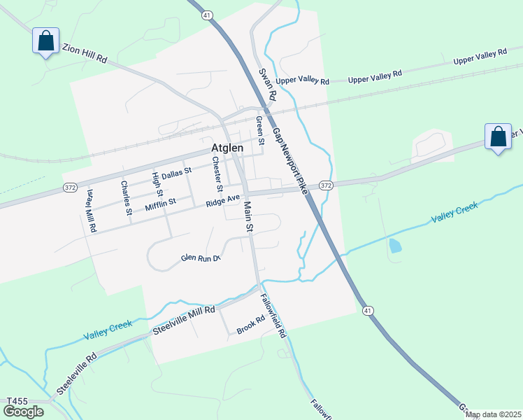 map of restaurants, bars, coffee shops, grocery stores, and more near 104 Newport Circle in Atglen