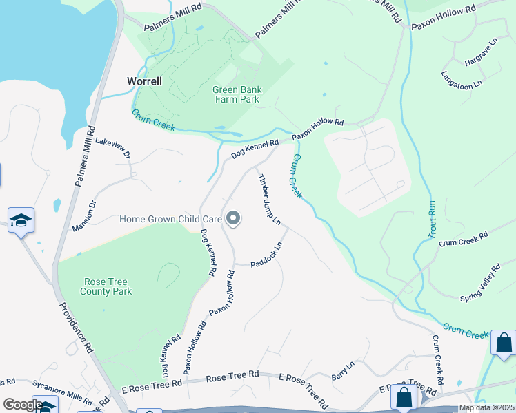 map of restaurants, bars, coffee shops, grocery stores, and more near 311 Timber Jump Lane in Media
