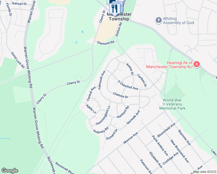 map of restaurants, bars, coffee shops, grocery stores, and more near 90 Chelsea Drive in Manchester Township