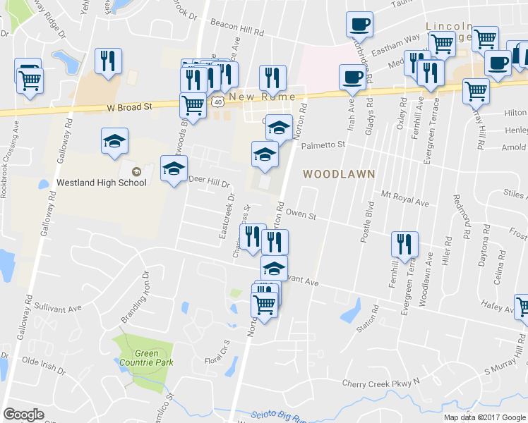 map of restaurants, bars, coffee shops, grocery stores, and more near 192 Charing Cross Street in Galloway