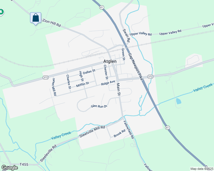 map of restaurants, bars, coffee shops, grocery stores, and more near 400 Ridge Avenue in Atglen