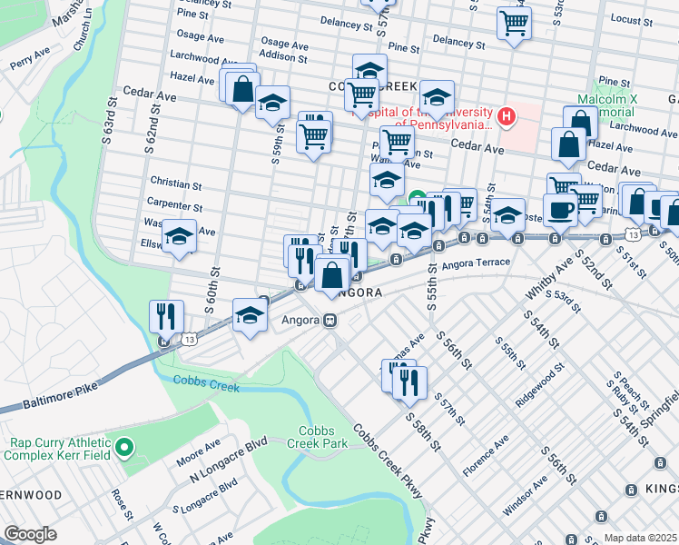 map of restaurants, bars, coffee shops, grocery stores, and more near in Philadelphia