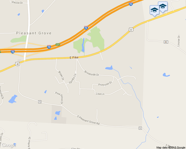 map of restaurants, bars, coffee shops, grocery stores, and more near 3055 Brookside Drive in Zanesville