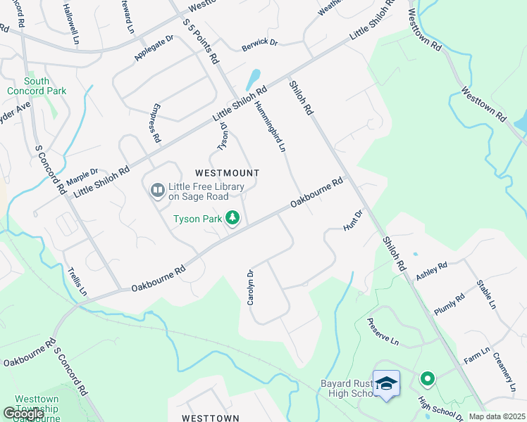 map of restaurants, bars, coffee shops, grocery stores, and more near 909 Oakbourne Road in West Chester