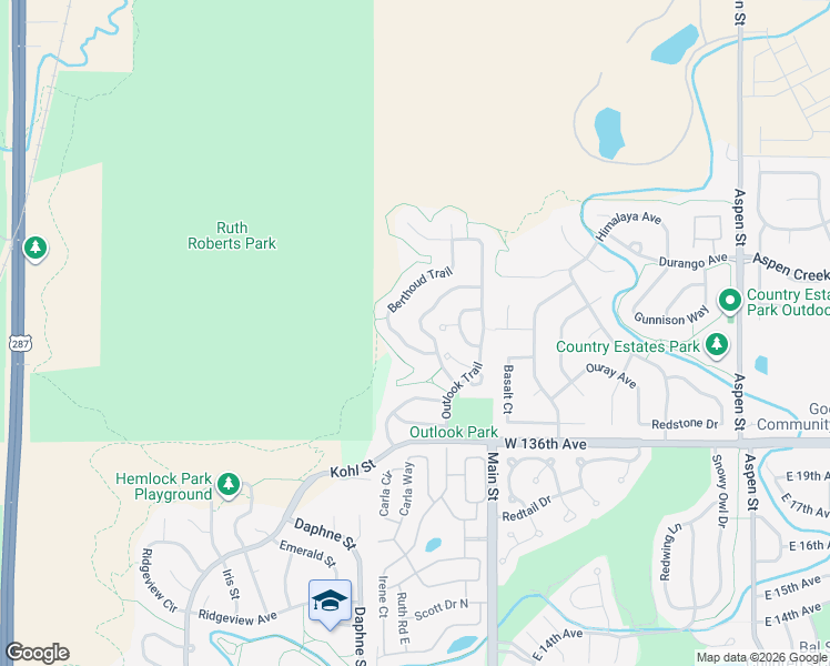 map of restaurants, bars, coffee shops, grocery stores, and more near 229 Summit Trail in Broomfield
