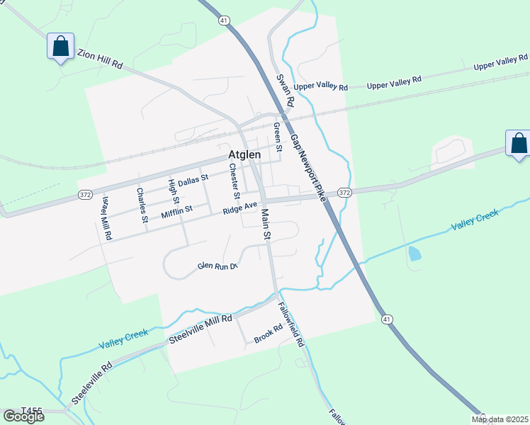 map of restaurants, bars, coffee shops, grocery stores, and more near 406 Main Street in Atglen