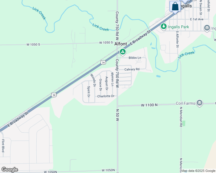 map of restaurants, bars, coffee shops, grocery stores, and more near 10844 August Drive in Ingalls