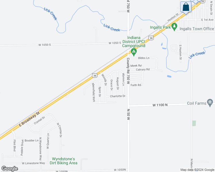 map of restaurants, bars, coffee shops, grocery stores, and more near 10840 Woods Drive in Ingalls