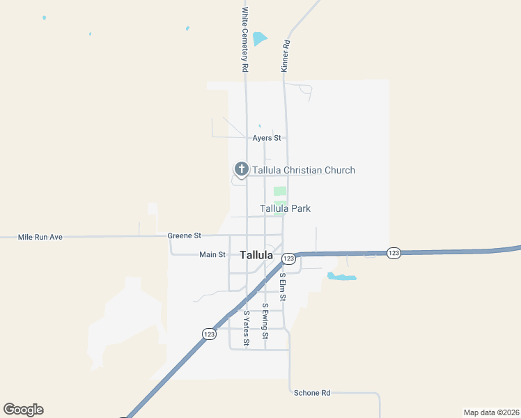 map of restaurants, bars, coffee shops, grocery stores, and more near 305-399 North Ewing Street in Tallula