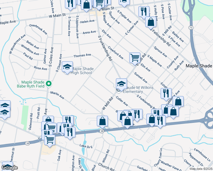 map of restaurants, bars, coffee shops, grocery stores, and more near 469 Cutler Avenue in Maple Shade