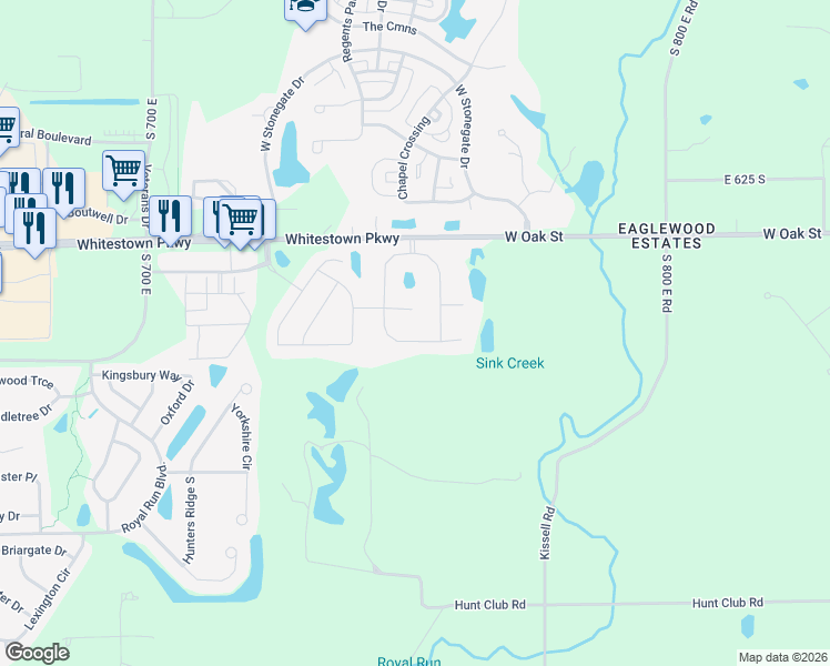 map of restaurants, bars, coffee shops, grocery stores, and more near 7472 Independence Drive in Zionsville