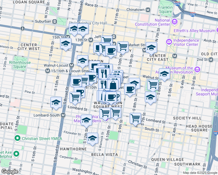 map of restaurants, bars, coffee shops, grocery stores, and more near 1026 Irving Street in Philadelphia