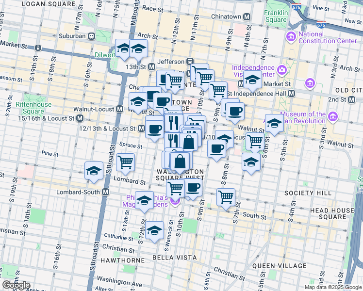 map of restaurants, bars, coffee shops, grocery stores, and more near 1026 Irving Street in Philadelphia