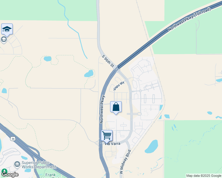 map of restaurants, bars, coffee shops, grocery stores, and more near 13779 Vispo Way in Broomfield