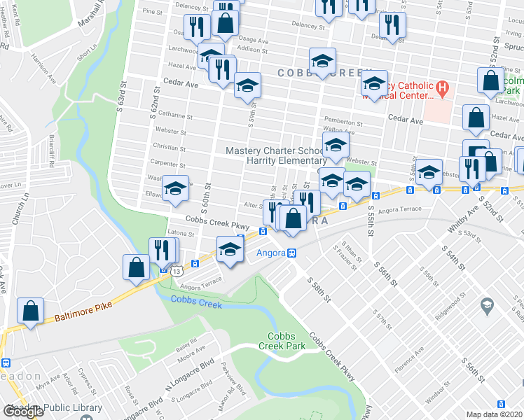 map of restaurants, bars, coffee shops, grocery stores, and more near in Philadelphia