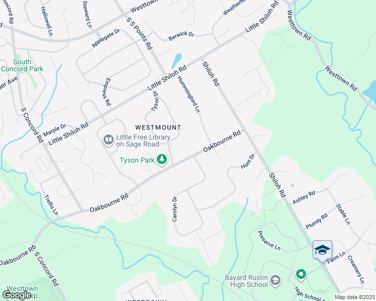 map of restaurants, bars, coffee shops, grocery stores, and more near 911 Oakbourne Road in West Chester