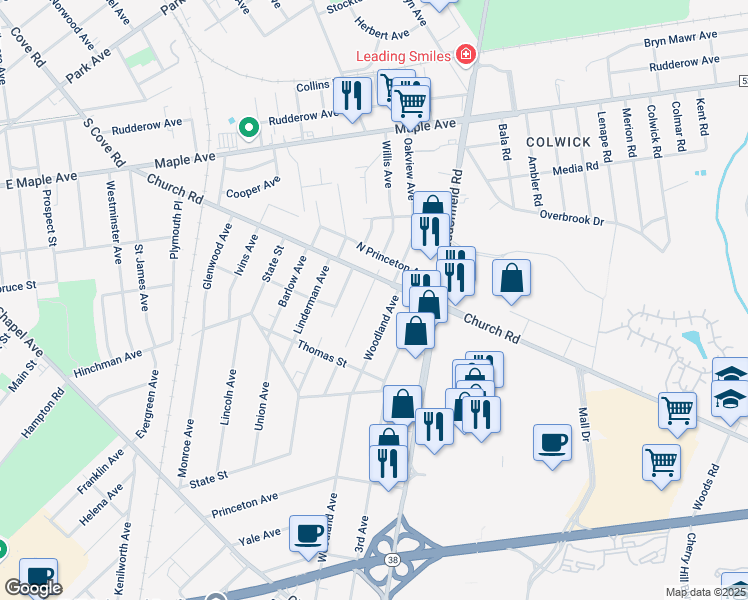 map of restaurants, bars, coffee shops, grocery stores, and more near 150 Victor Avenue in Cherry Hill