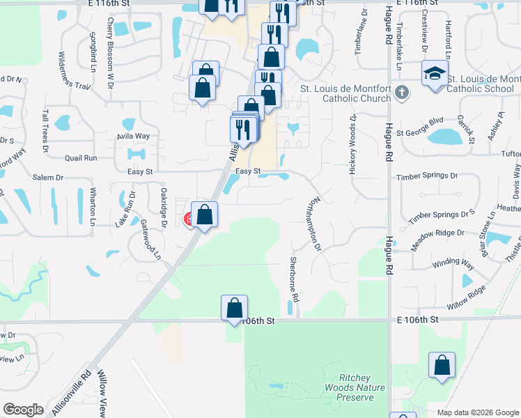 map of restaurants, bars, coffee shops, grocery stores, and more near 7299 Catboat Court in Fishers