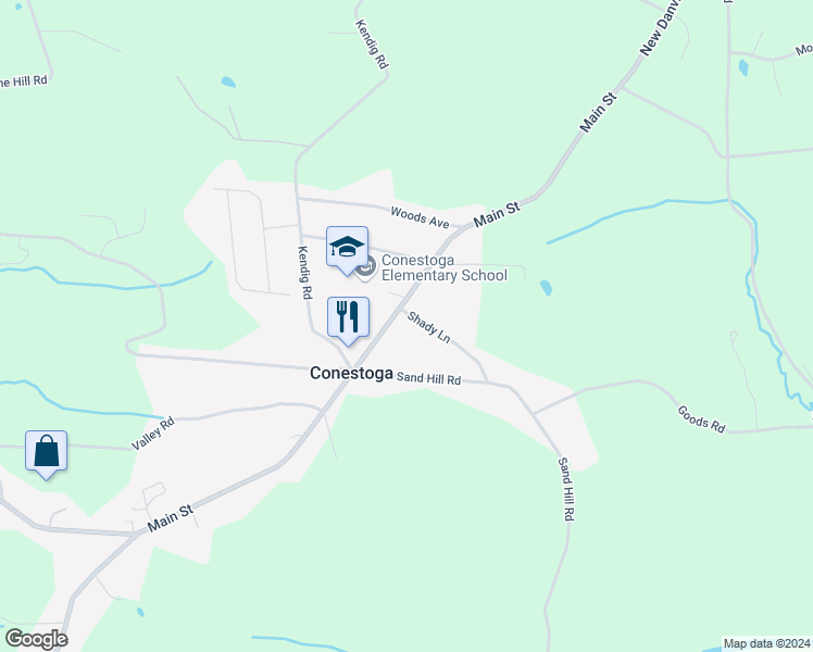 map of restaurants, bars, coffee shops, grocery stores, and more near 10 Shady Lane in Conestoga