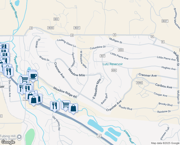 map of restaurants, bars, coffee shops, grocery stores, and more near in Grand County