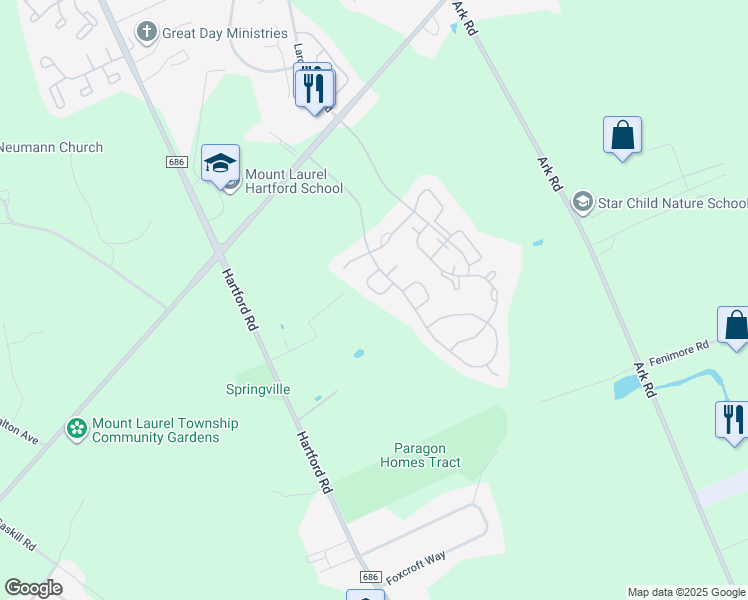 map of restaurants, bars, coffee shops, grocery stores, and more near 41 Lavister Drive in Mount Laurel Township