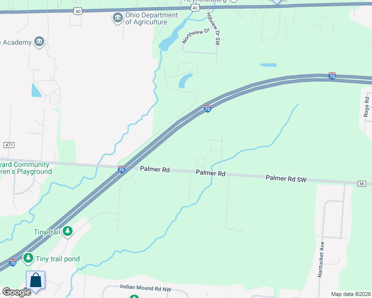 map of restaurants, bars, coffee shops, grocery stores, and more near 14196 Palmer Rd SW in Reynoldsburg