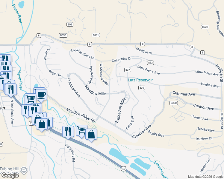 map of restaurants, bars, coffee shops, grocery stores, and more near in Grand County
