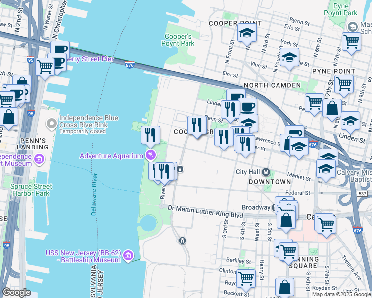 map of restaurants, bars, coffee shops, grocery stores, and more near 1 Federal Street in Camden