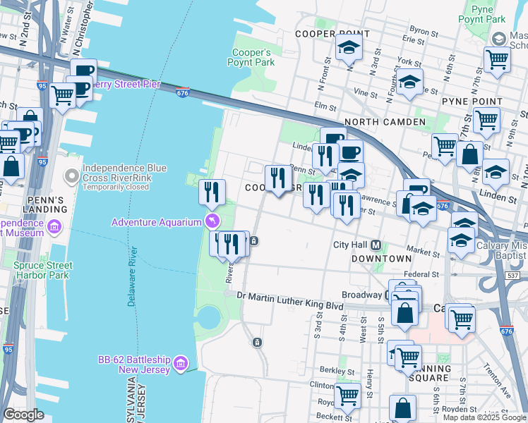 map of restaurants, bars, coffee shops, grocery stores, and more near 1 Federal Street in Camden