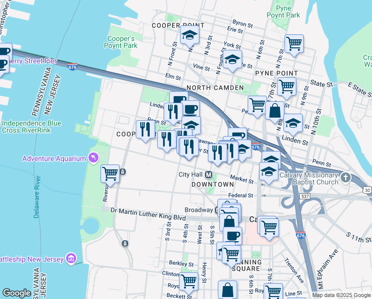 map of restaurants, bars, coffee shops, grocery stores, and more near 2 Cooper Street in Camden