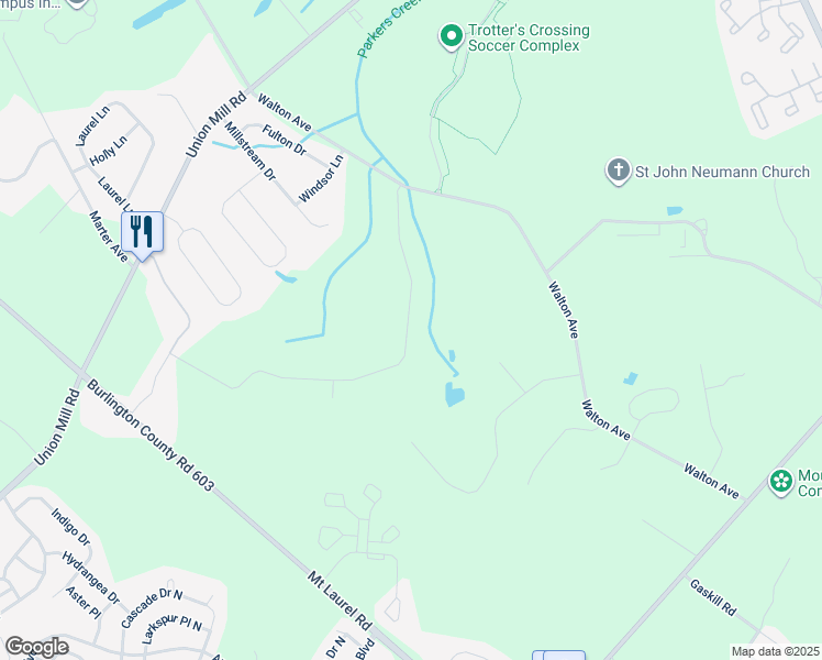 map of restaurants, bars, coffee shops, grocery stores, and more near 112 Hillside Lane in Mount Laurel