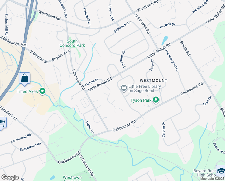 map of restaurants, bars, coffee shops, grocery stores, and more near 905 Thorne Drive in West Chester