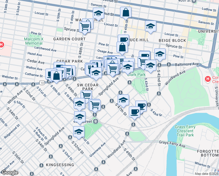 map of restaurants, bars, coffee shops, grocery stores, and more near 1002 Farragut Street in Philadelphia