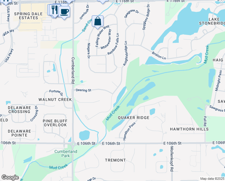 map of restaurants, bars, coffee shops, grocery stores, and more near 10088 Kingston Court in Fishers
