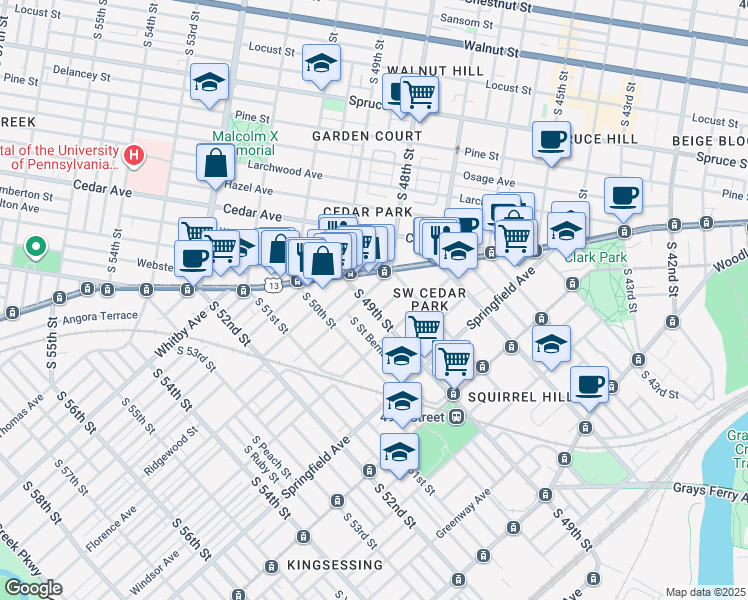 map of restaurants, bars, coffee shops, grocery stores, and more near in Philadelphia
