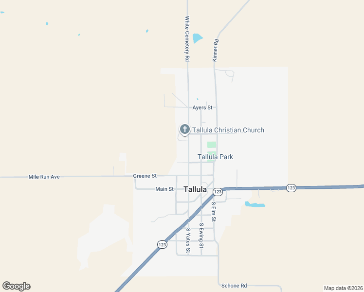 map of restaurants, bars, coffee shops, grocery stores, and more near 300-398 North Yates Street in Tallula