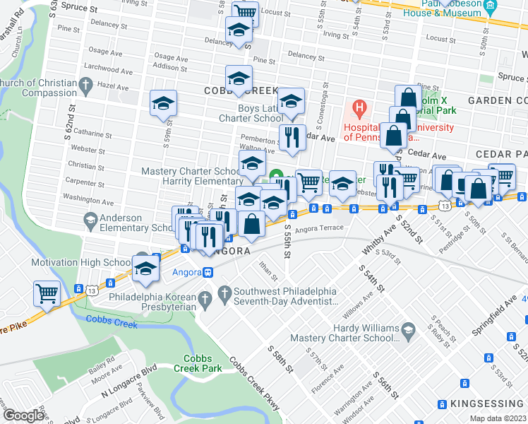 map of restaurants, bars, coffee shops, grocery stores, and more near 834 South Allison Street in Philadelphia