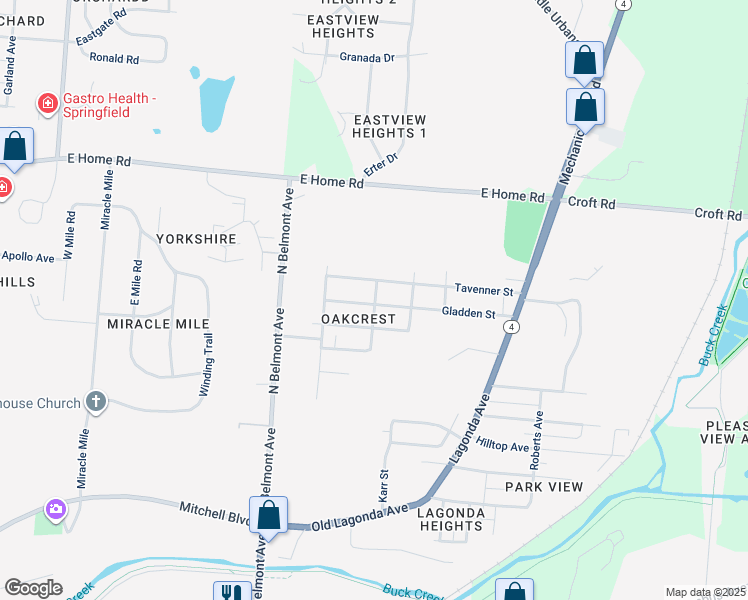 map of restaurants, bars, coffee shops, grocery stores, and more near in Springfield