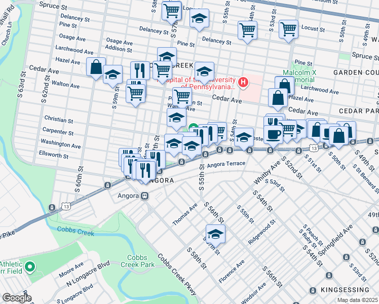 map of restaurants, bars, coffee shops, grocery stores, and more near 831 South Allison Street in Philadelphia