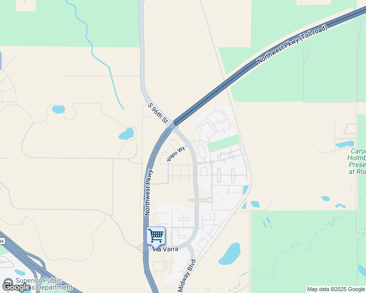 map of restaurants, bars, coffee shops, grocery stores, and more near 13975 Via Varra in Broomfield