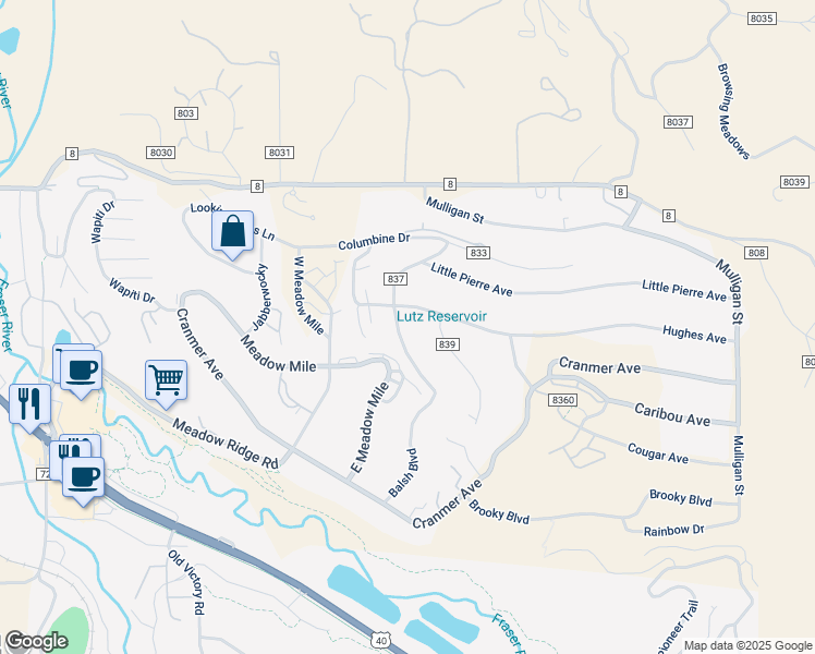 map of restaurants, bars, coffee shops, grocery stores, and more near 698 County Rd in Granby