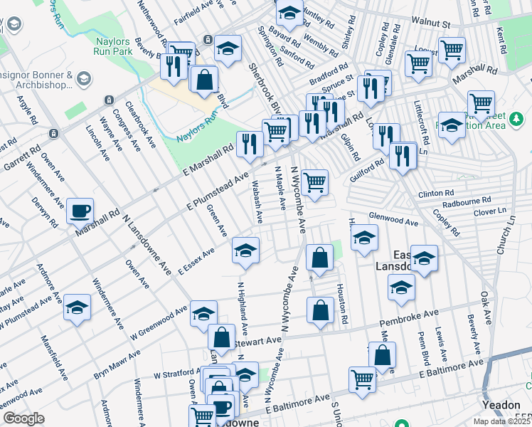 map of restaurants, bars, coffee shops, grocery stores, and more near 152 Blackburn Avenue in Lansdowne