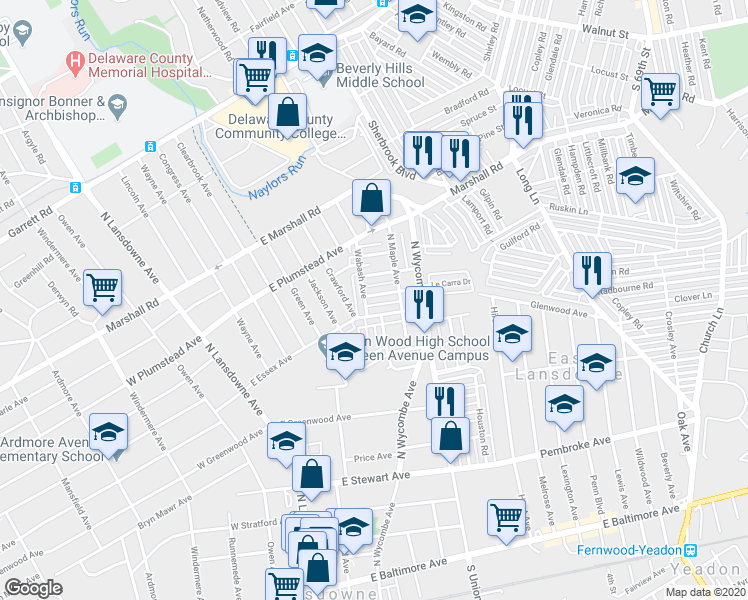 map of restaurants, bars, coffee shops, grocery stores, and more near 152 Blackburn Avenue in Lansdowne