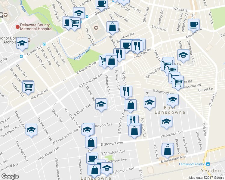 map of restaurants, bars, coffee shops, grocery stores, and more near 156 Blackburn Avenue in Lansdowne