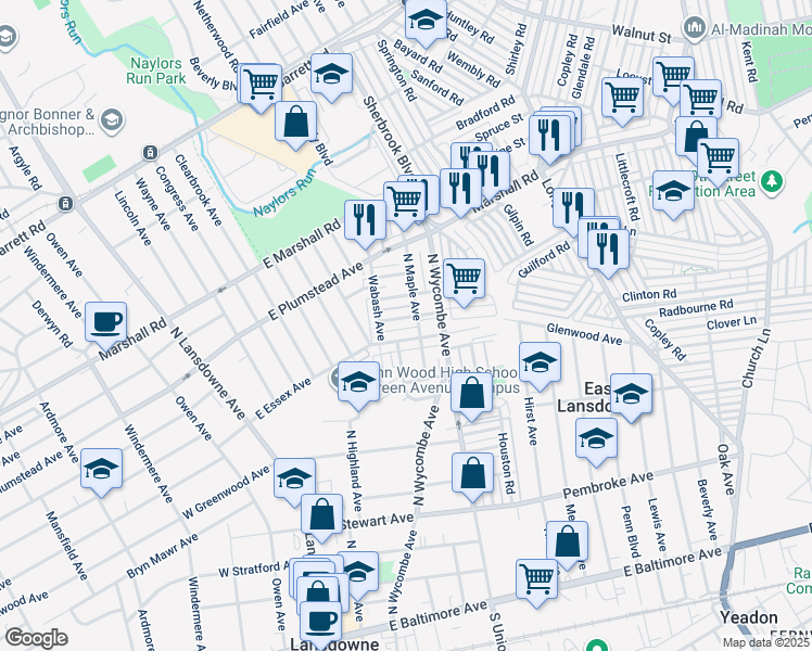map of restaurants, bars, coffee shops, grocery stores, and more near 172 Blackburn Avenue in Lansdowne